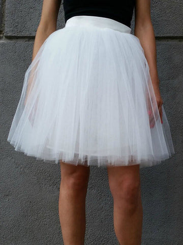Airchics jupe courte bouffante tutu tulle plissé taille haute mode femme blanc